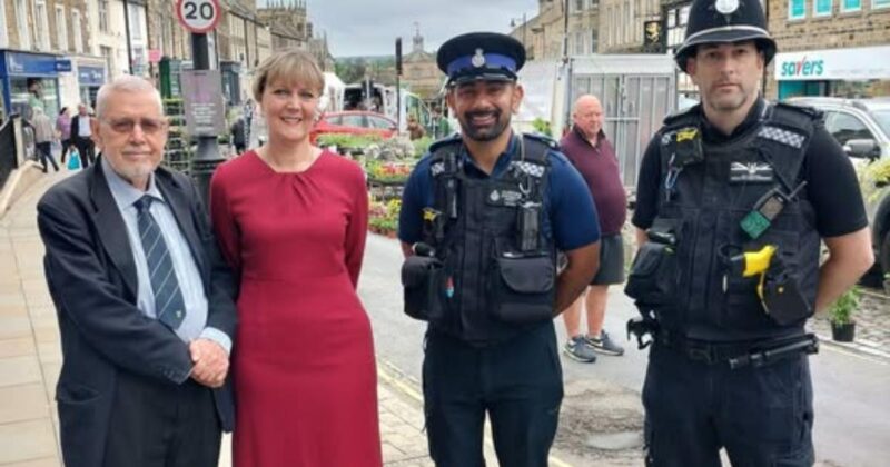 Council Chris Foote Wood with Joy Allen, PC Booth and PCSO Singh